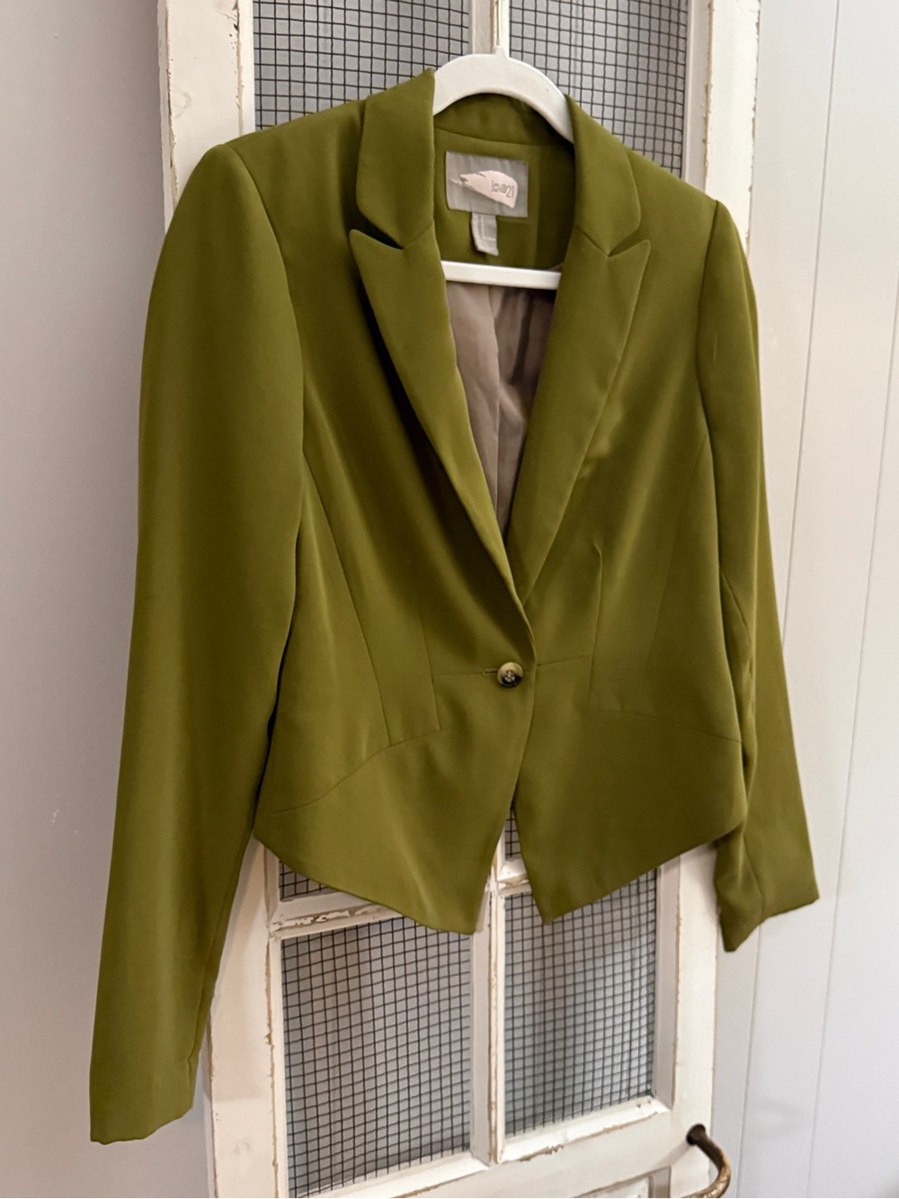 Forever 21 Chartreuse Asymmetrical Crop Blazer